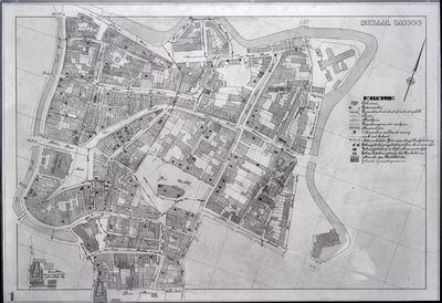 853505 Plattegrond van het noordoostelijke deel van de binnenstad van Utrecht (het gebied tussen de Oudegracht, ...